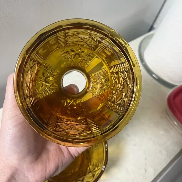 Vintage Indiana Amber Glass Fairy Lamp - Picture 5 of 6